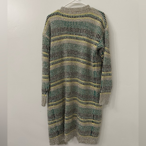 Anthropologie Vilagallo Metallic Fuzzy Knit Oversized Cardigan Sweater - Picture 4 of 11